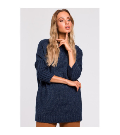 M470 Ciepły sweter z półgolfem - granatowy