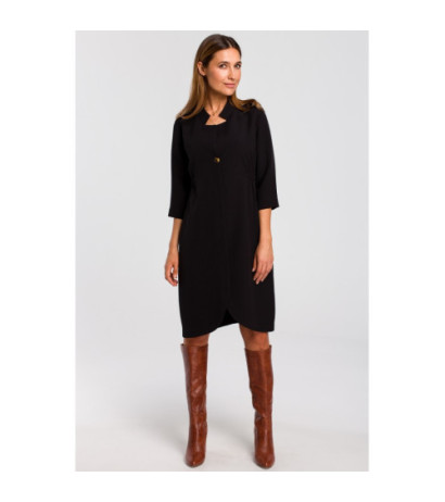 S189 Sukienka żakietowa z gumką - czarna