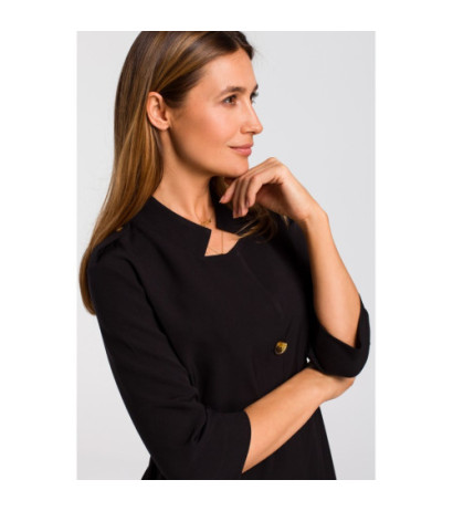 S189 Sukienka żakietowa z gumką - czarna