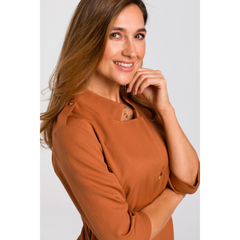 S189 Sukienka żakietowa z gumką - ruda