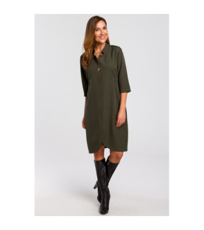 S189 Sukienka żakietowa z gumką - khaki