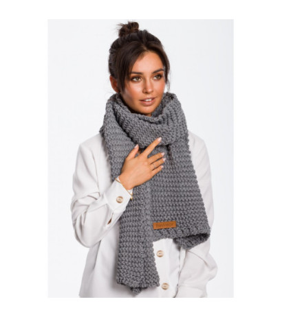 BK041 Długi szal z naszywką - szary