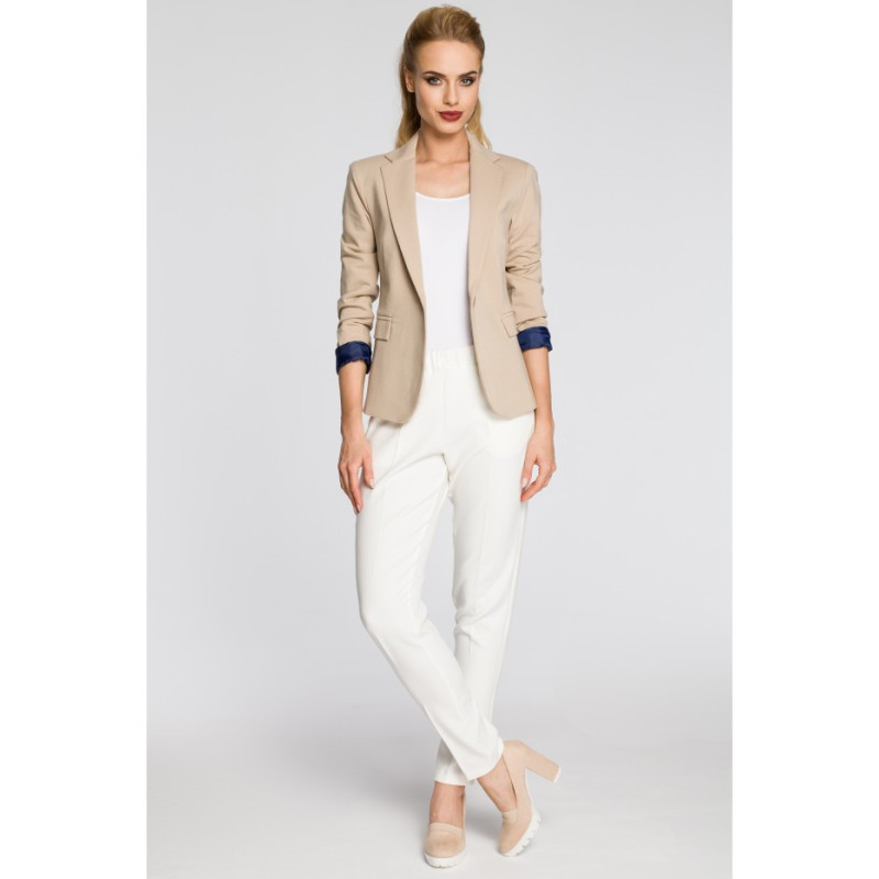 M243 Dopasowany żakiet zapinany na guzik - beżowy