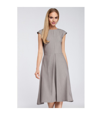M296 Dopasowana sukienka kontrafałda - szara