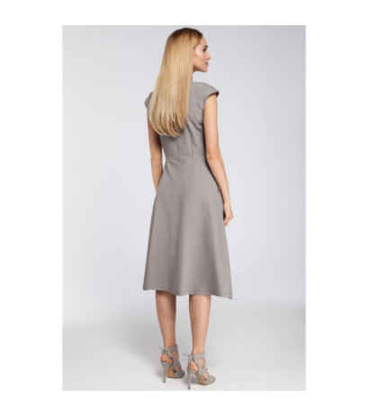 M296 Dopasowana sukienka kontrafałda - szara