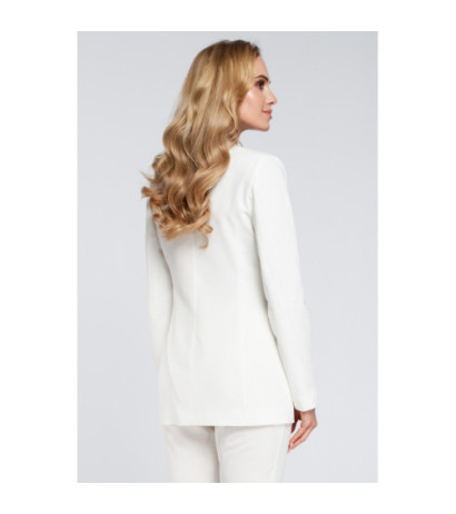 M304 Stylowy elegancki żakiet zapinany - ecru