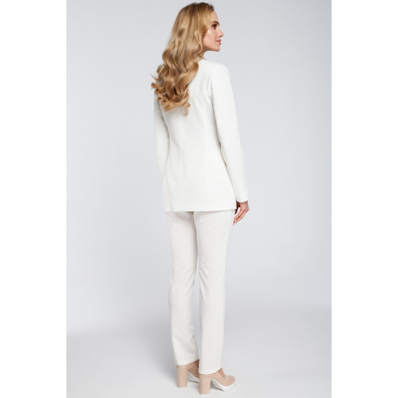 M304 Stylowy elegancki żakiet zapinany - ecru