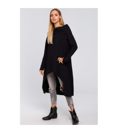 M477 Tunika z szerokim kołnierzem - czarna