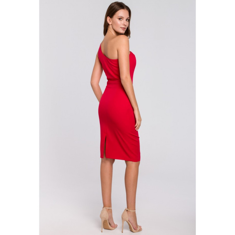 K003 Sukienka na jedno ramię - czerwona