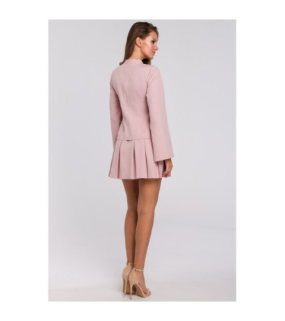 K021 Sukienka z kontrafałdami na dole - brudno-różowa