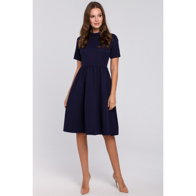 K028 Sukienka ze stójką - atramentowa