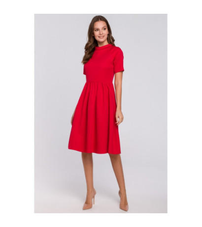 K028 Sukienka ze stójką - czerwona