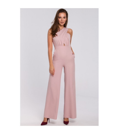 K029 Kombinezon ze skrzyżowaną górą - brudno-różowy