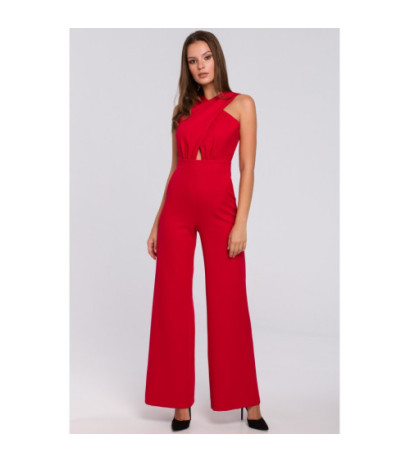 K029 Kombinezon ze skrzyżowaną górą - czerwony