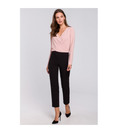 K035 Spodnie na kant z gumą w pasie - czarne