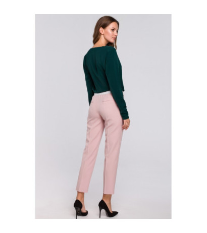 K035 Spodnie na kant z gumą w pasie - brudno-różowe