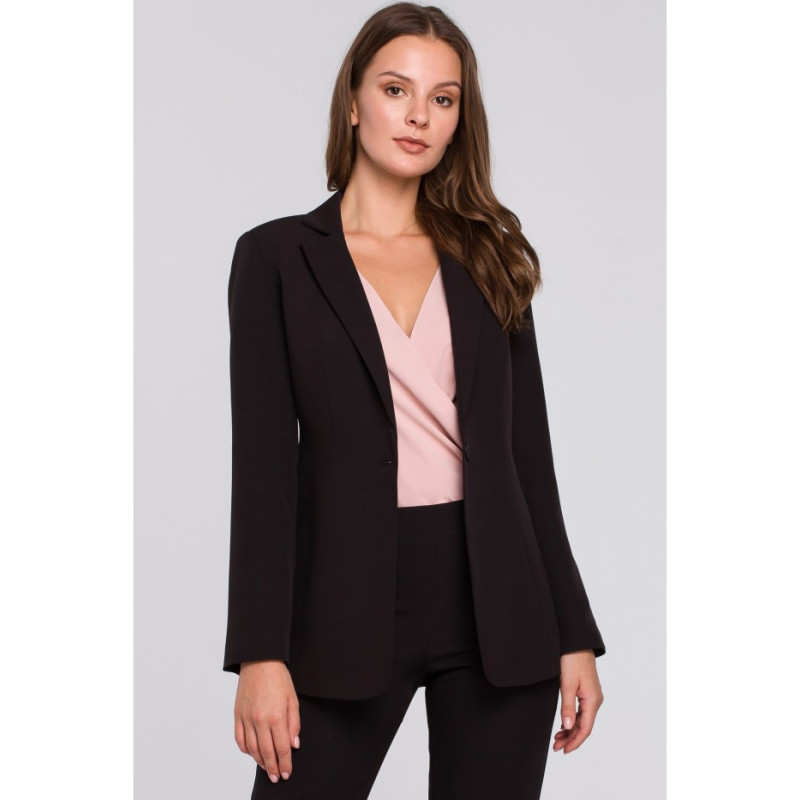 K036 Żakiet zapinany na guzik - czarny