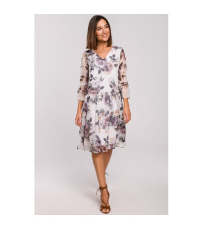 S214 Szyfonowa sukienka z obniżoną linią talii - model 1