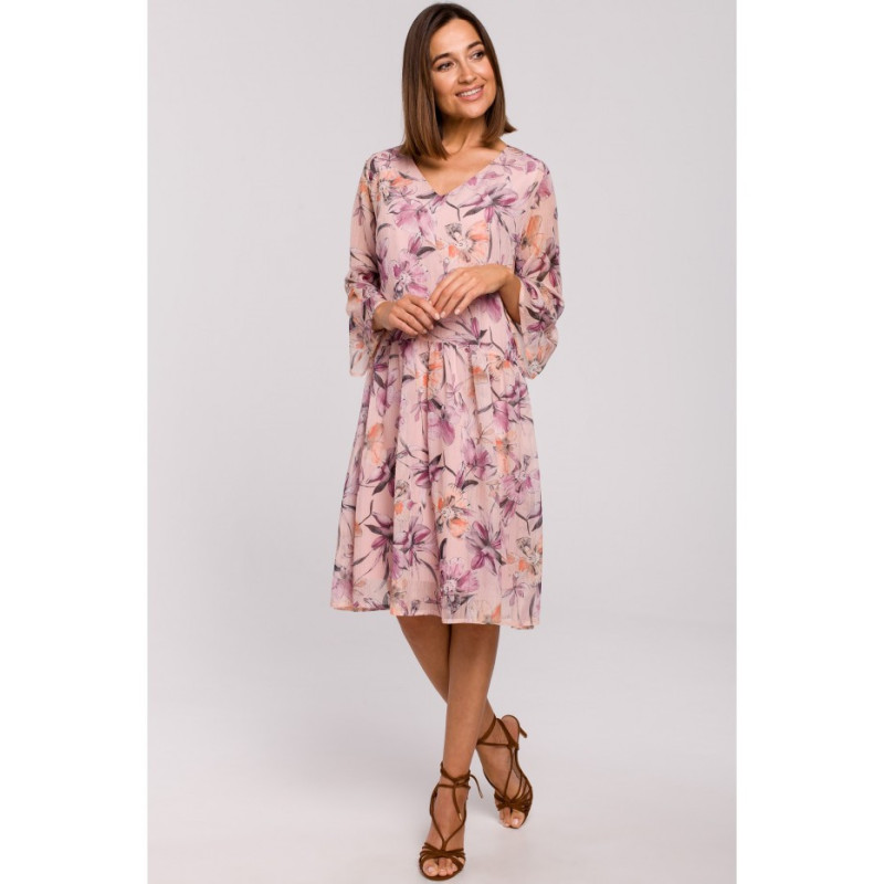 S214 Szyfonowa sukienka z obniżoną linią talii - model 2