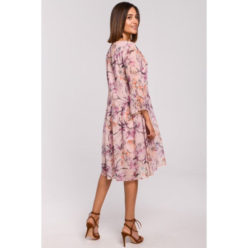 S214 Szyfonowa sukienka z obniżoną linią talii - model 2