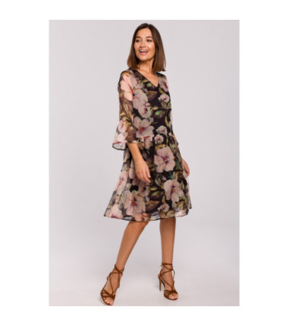 S214 Szyfonowa sukienka z obniżoną linią talii - model 3