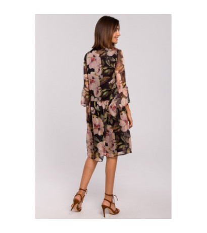 S214 Szyfonowa sukienka z obniżoną linią talii - model 3