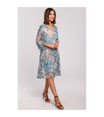 S214 Szyfonowa sukienka z obniżoną linią talii - model 4