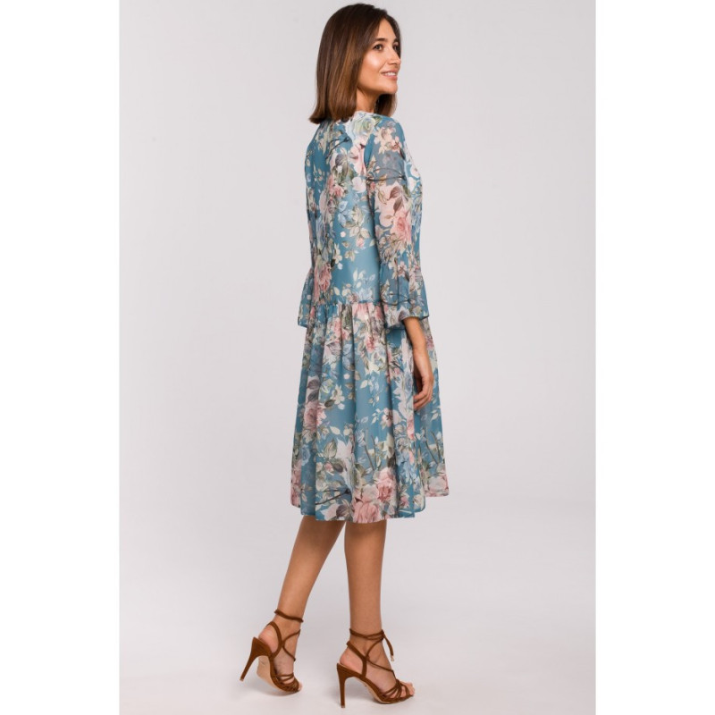 S214 Szyfonowa sukienka z obniżoną linią talii - model 4