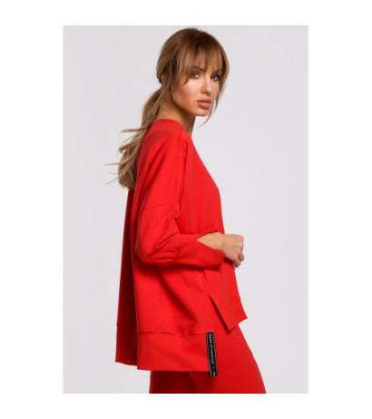 M491 Bluza z rozcięciami na bokach i lampasem - czerwona