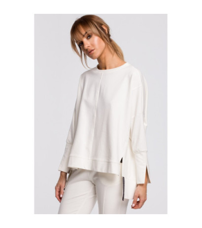 M491 Bluza z rozcięciami na bokach i lampasem - ecru