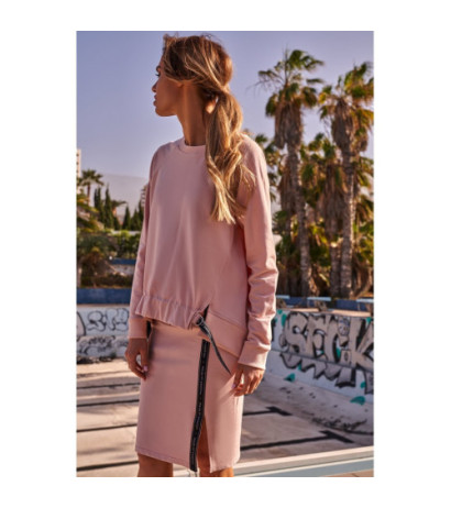 M492 Bluza z klamerkami i lampasami - cukierkowo-różowa