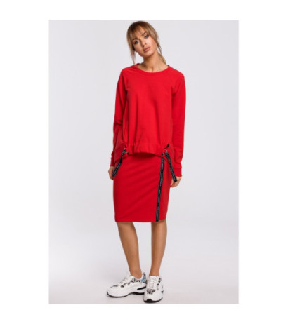 M492 Bluza z klamerkami i lampasami - czerwona