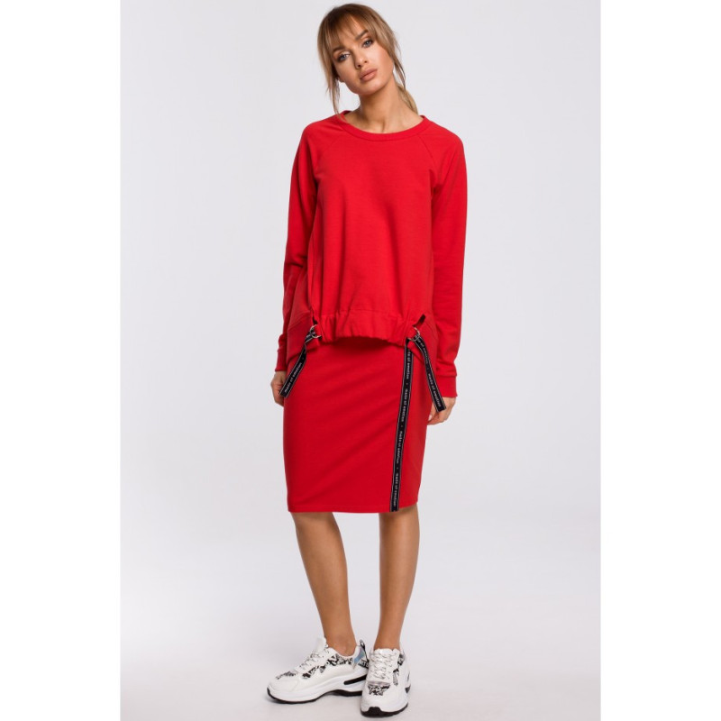 M492 Bluza z klamerkami i lampasami - czerwona