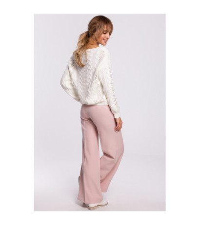 M510 Ażurowy sweter z dekoltem w serek - ecru