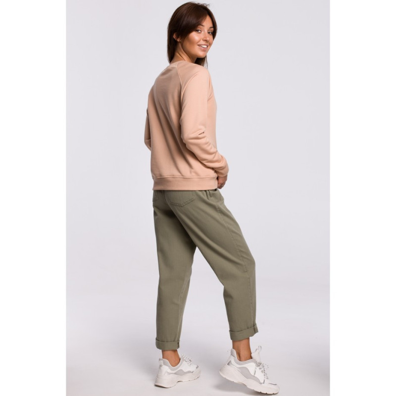 B167 Stylowa bluza z nadrukiem - beżowa