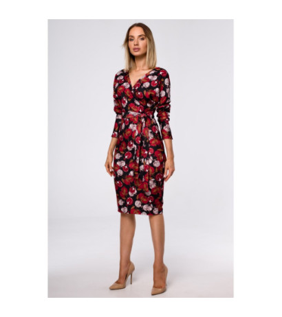 M524 Sukienka z kopertową górą i nadrukiem - model 1