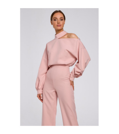 M528 Kombinezon z bufiastymi rękawami - pudrowy