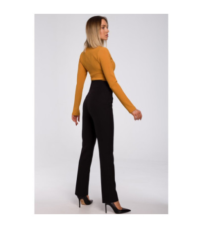 M530 Spodnie z wysokim stanem i ozdobnymi napami - czarne