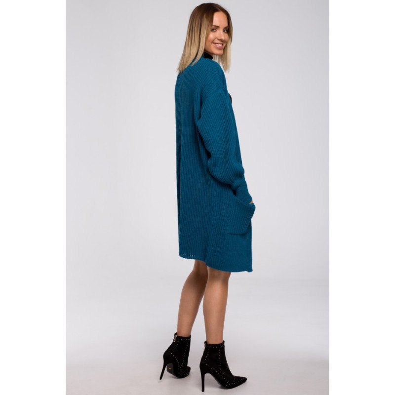 M538 Kardigan prążek z naszytymi kieszeniami - morski