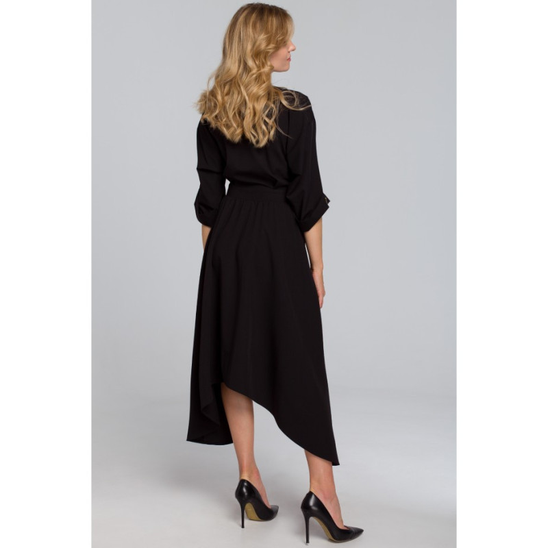 K086 Sukienka z asymetrycznym dołem - czarna