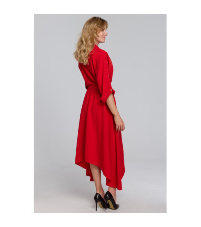 K086 Sukienka z asymetrycznym dołem - czerwona