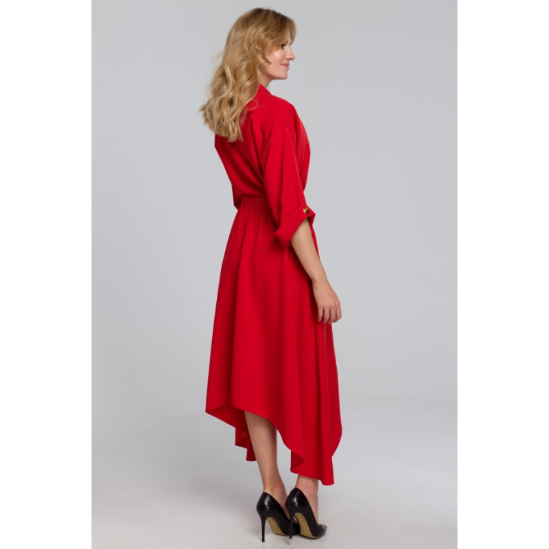 K086 Sukienka z asymetrycznym dołem - czerwona