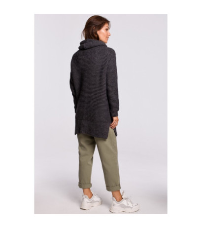 BK047 Sweter oversize z golfem - antracytowy
