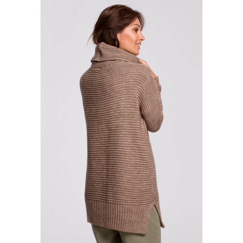 BK047 Sweter oversize z golfem - cappuccino