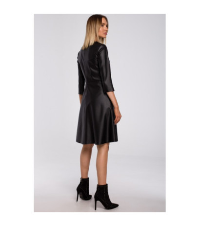 M541 Sukienka ze sztucznej skóry - czarna