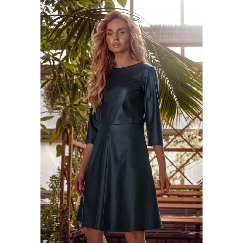 M541 Sukienka ze sztucznej skóry - zielona