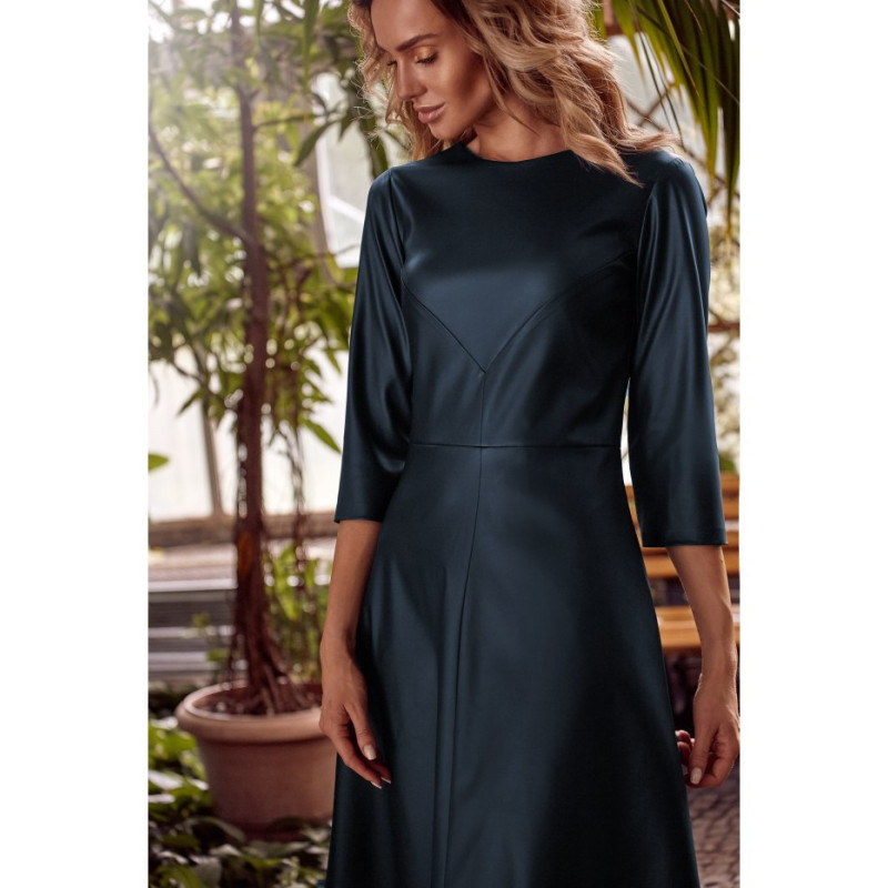 M541 Sukienka ze sztucznej skóry - zielona