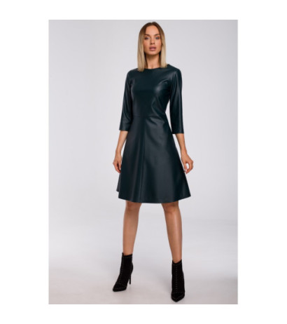 M541 Sukienka ze sztucznej skóry - zielona