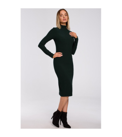 M542 Sukienka dopasowana z półgolfem - zielona