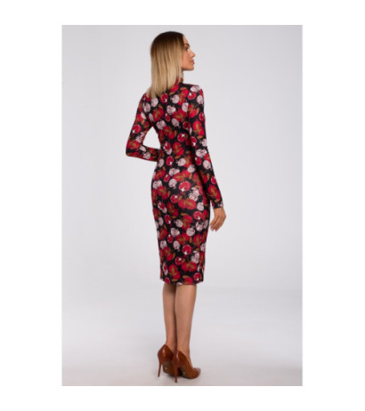 M543 Sukienka we wzór dopasowana z półgolfem - model 1